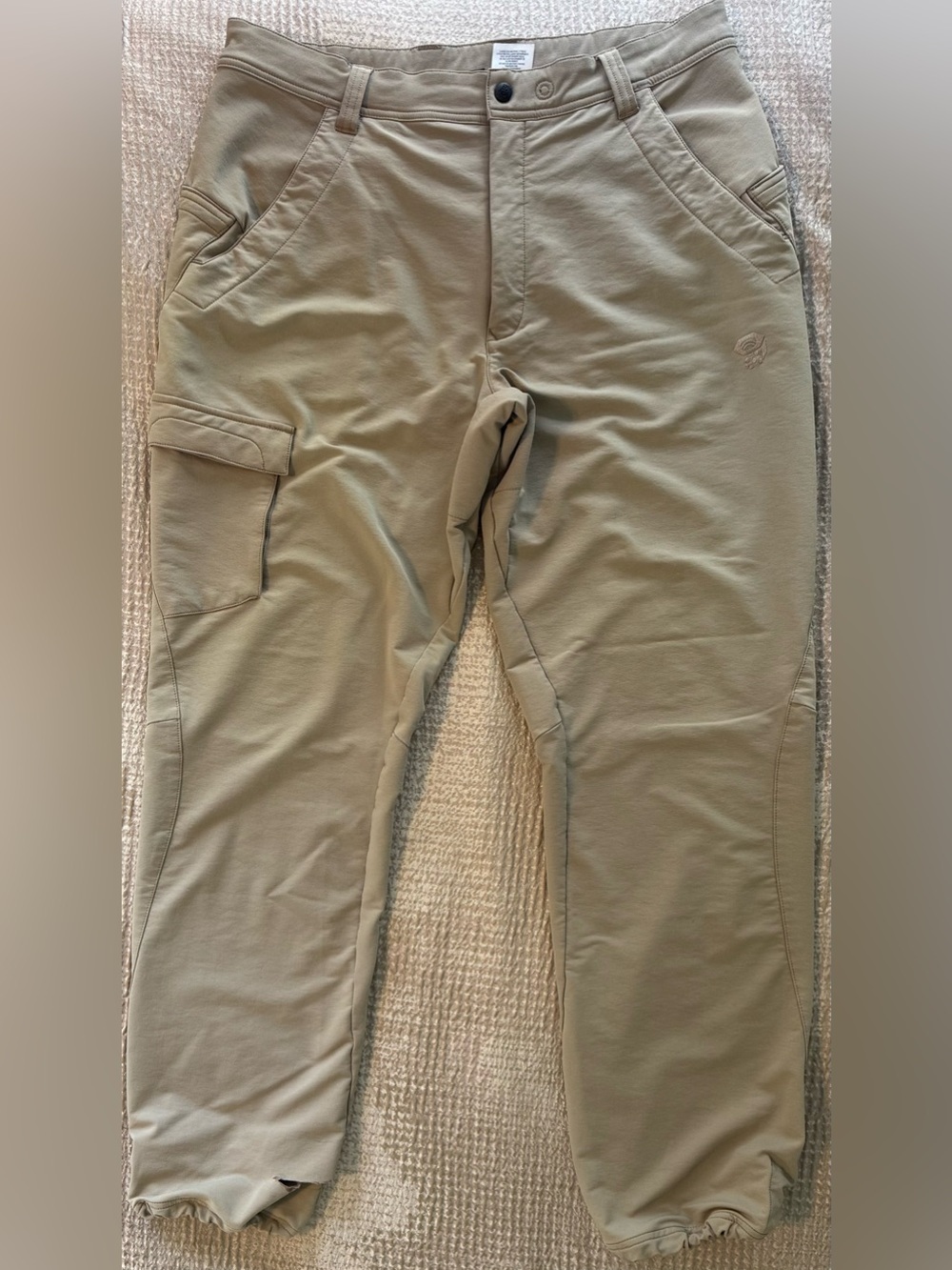 Mountain Hardwear Mens Large Softshell Hiking Cargo Pants Khaki Stretch Trail
